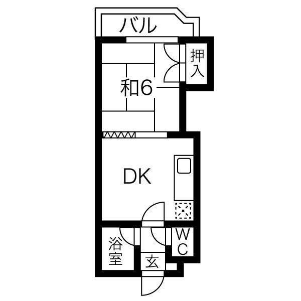 ドミニオン琴似(1DK/3階)の間取り写真