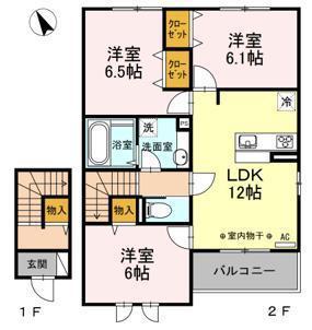 セジュール土瓜(3LDK/2階)の間取り写真