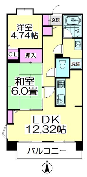 パークアベニュー・シンヤ(2LDK/1階)の間取り写真