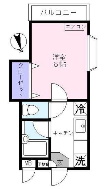 アウルネストB(1K/2階)の間取り写真