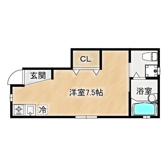 ラフィニール京橋(ワンルーム/2階)の間取り写真