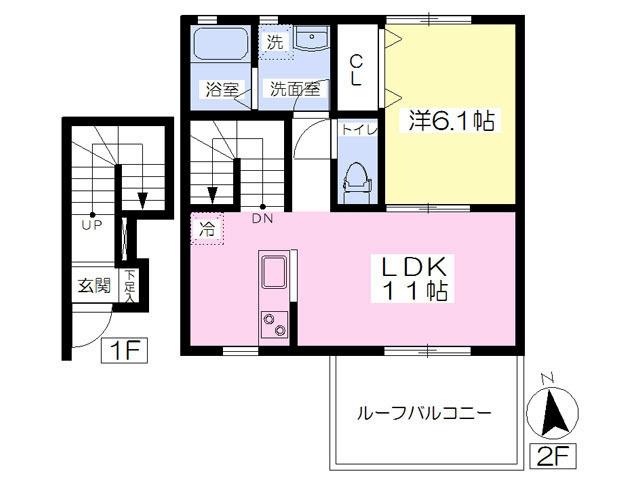 COMODORESIDENCIA八尾南(1LDK/2階)の間取り写真