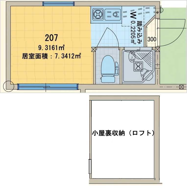 フェリスボヌール(ワンルーム/2階)の間取り写真