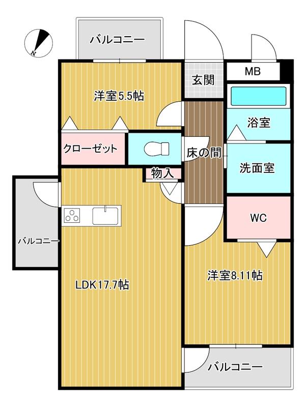 横手はなみずき(2LDK/7階)の間取り写真