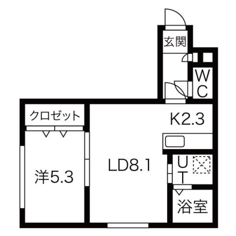 プライムコート白石駅前(1LDK/1階)の間取り写真
