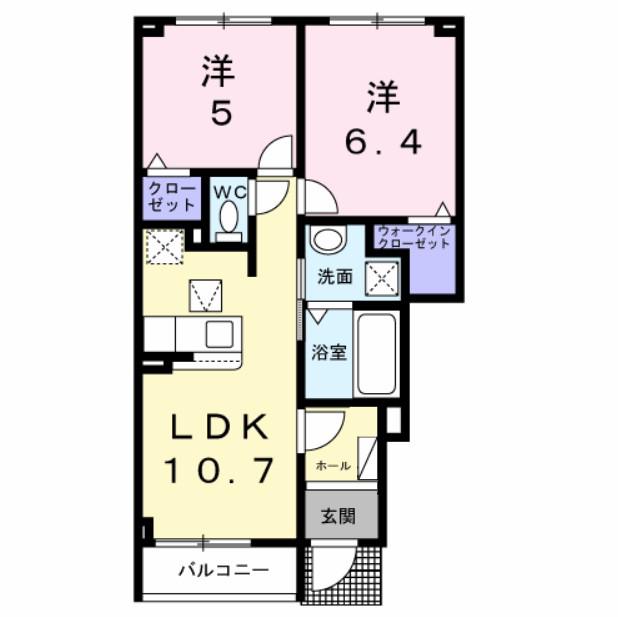 カンピドリオ(2LDK/1階)の間取り写真
