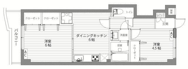ニューフラットマンション(2DK/2階)の間取り写真