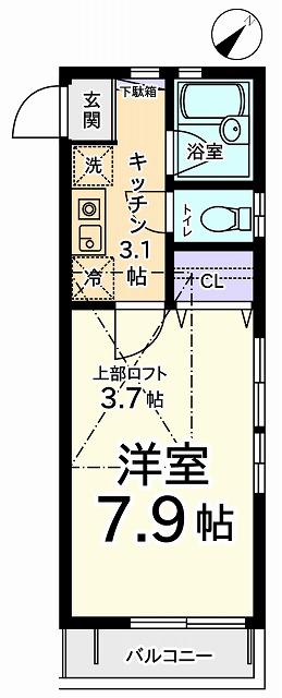 メゾンK(1K/2階)の間取り写真