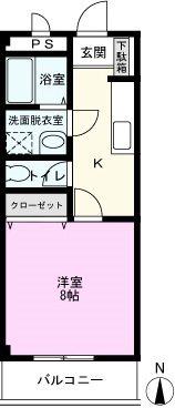 ドエルせんげん台(1K/1階)の間取り写真