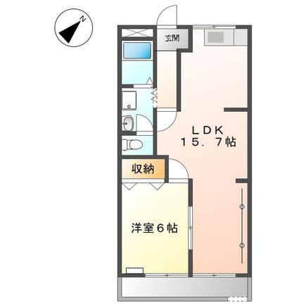 ゴールデンドーン(1LDK/1階)の間取り写真