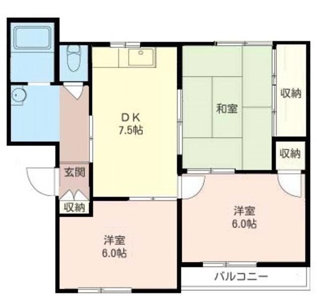 ドエル上河内(3DK/2階)の間取り写真