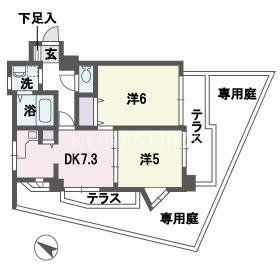 レフィナード南山荘(2DK/1階)の間取り写真