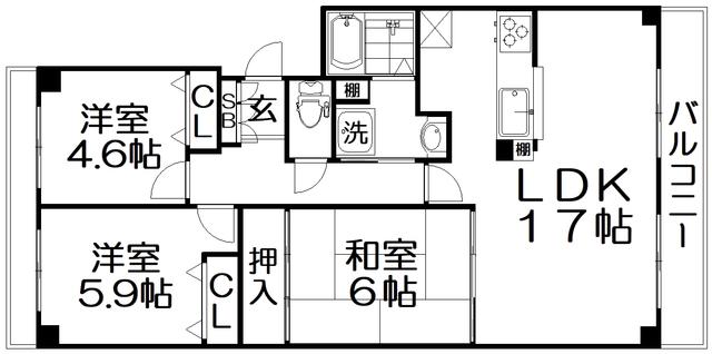 カーサレッジアII(3LDK/2階)の間取り写真