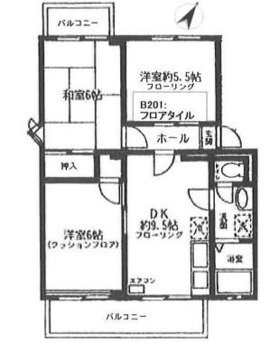 サンビレッジ清瀬B棟(3DK/2階)の間取り写真
