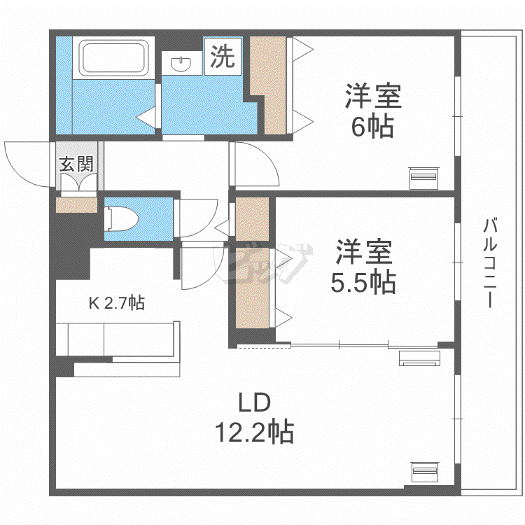 レジデンス白石中央I(2LDK/3階)の間取り写真