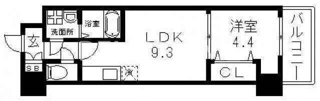 グランパシフィック北巽(1LDK/6階)の間取り写真