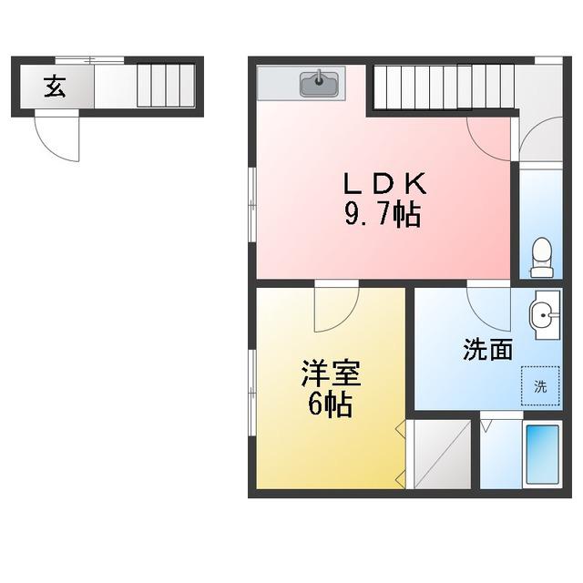 フロンティア中川原(1LDK/2階)の間取り写真