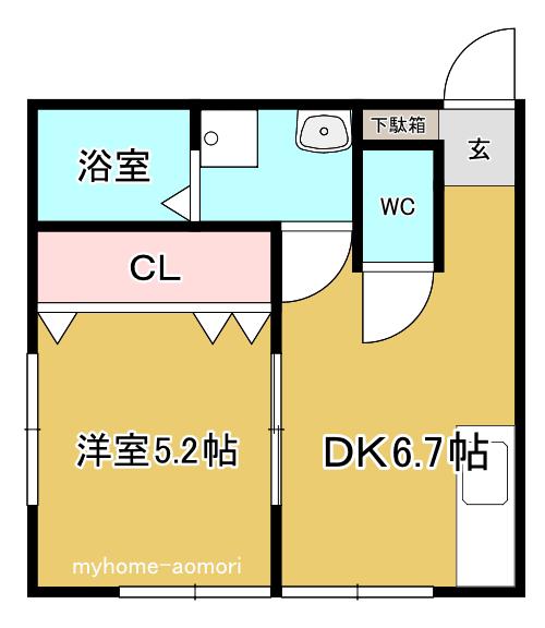 アルシェ(1DK/1階)の間取り写真