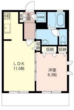 GARDEN STAGE山法師(1LDK/3階)の間取り写真