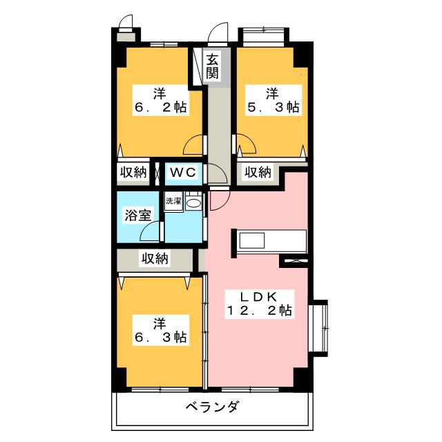 IRIS RESIDENCE曲金(3LDK/7階)の間取り写真