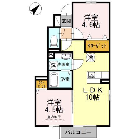 メゾンプランタニエール キャトル(2LDK/1階)の間取り写真