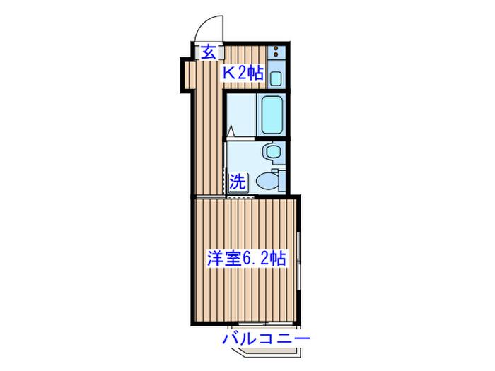 BLUE PARKS 長町(1K/1階)の間取り写真
