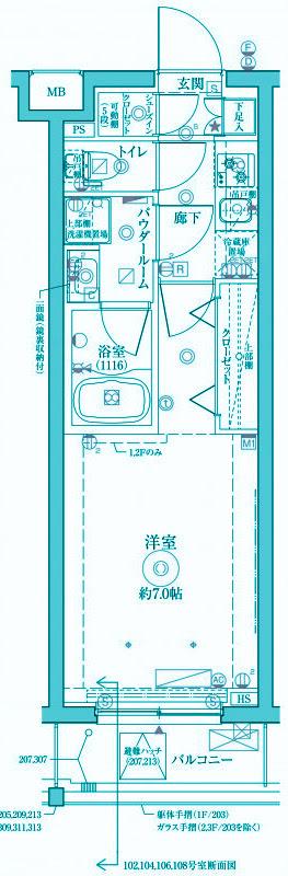 クレイシアアイズ祐天寺2(1K/1階)の間取り写真