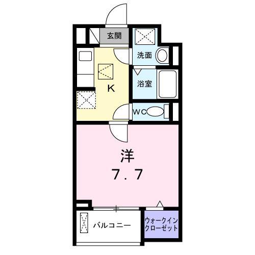 グランデュオ(1K/1階)の間取り写真