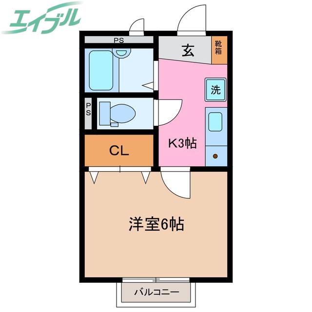 リッツ白梅 A館-3(1K/2階)の間取り写真