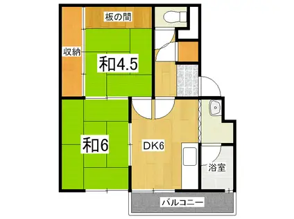 KIYOUSOU(2DK/2階)の間取り写真