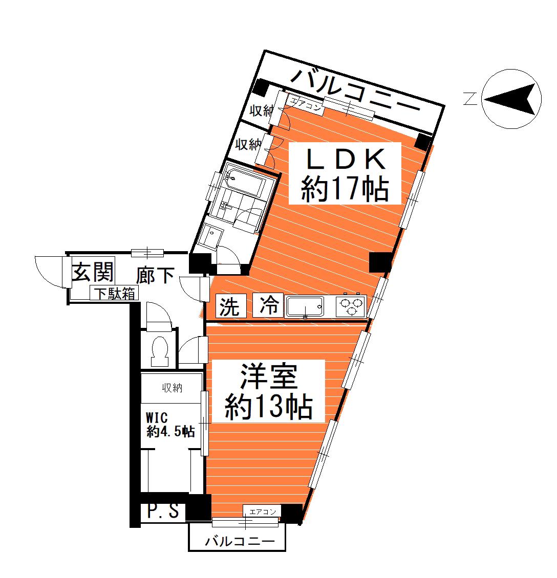 メゾン北馬込(1LDK/3階)の間取り写真