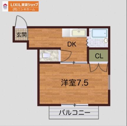 コーポソレイユ(1DK/2階)の間取り写真