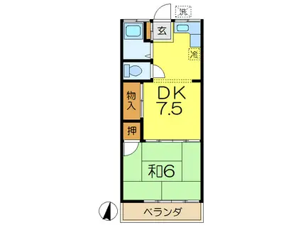 第2コーポ気賀澤(1DK/2階)の間取り写真