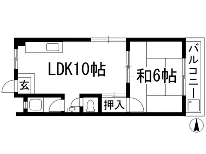 むつみマンション(1LDK/4階)の間取り写真