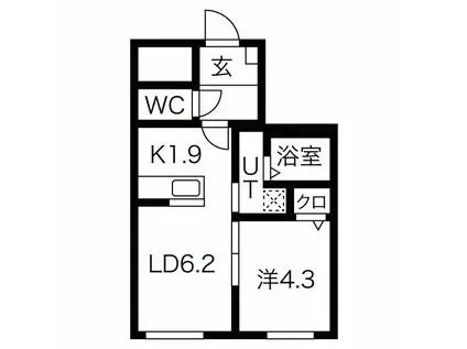 晴蔵MIYANOSAWA(1LDK/2階)の間取り写真