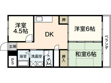 北川ビル(3DK/5階)の間取り写真