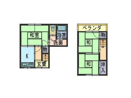藤田 東棟(3K/1階)の間取り写真