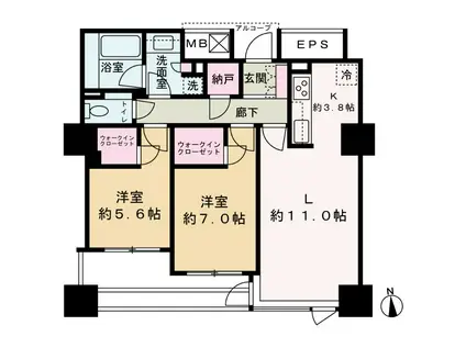 シエリアタワーなんば(2LDK/11階)の間取り写真
