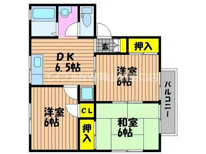 セジュール西古松A棟(3DK/2階)の間取り写真