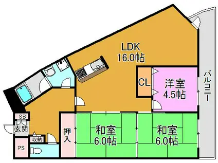 グランド ハイツ(3LDK/7階)の間取り写真