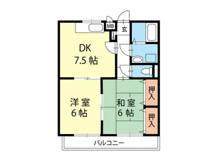 ヴェルチェ千野マンションA(2DK/3階)の間取り写真
