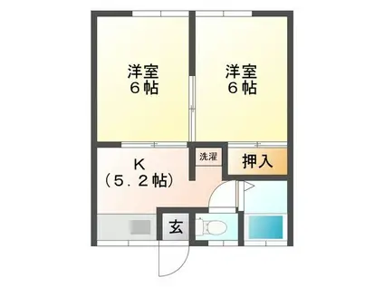 コーポかわばた(2K/1階)の間取り写真