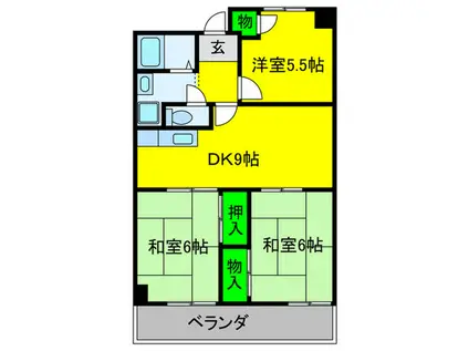 エスポアール高石(3DK/2階)の間取り写真