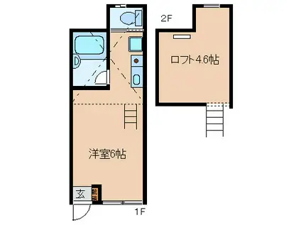 メゾネート上松(1K/1階)の間取り写真