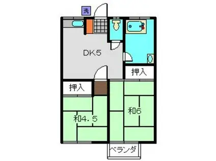 横山荘(2DK/1階)の間取り写真
