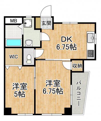 カーザ浜村(2DK/1階)の間取り写真