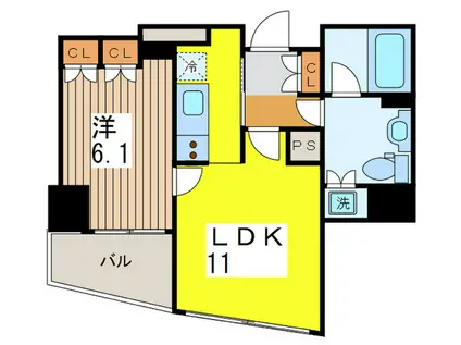 パークキューブ八丁堀(1LDK/2階)の間取り写真