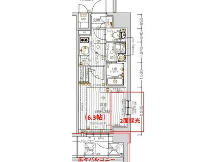 プロヴィスタ神戸三宮イースト(1K/10階)の間取り写真
