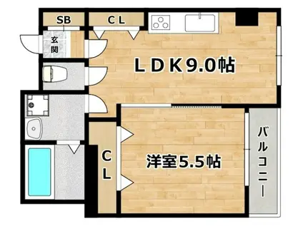 リックリグ塚本(1LDK/4階)の間取り写真