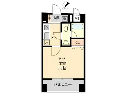 COMODO水天宮レジデンス(1K/9階)の間取り写真